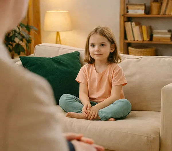 Jeune enfant découvrant des exercices de sophrologie